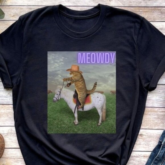 Tops - Funny Cat shirts, Meowdy Meme Shirt, Funny Cat Graphics Shirts